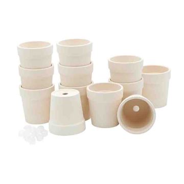 Bisque Ceramic Flower Pots with Drainage Holes - Small Porcelain Succulent & Cactus Planters