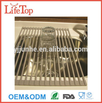 Hot Sell Over The Sink Stainless Steel and Roll Up Drying Rack Drainer