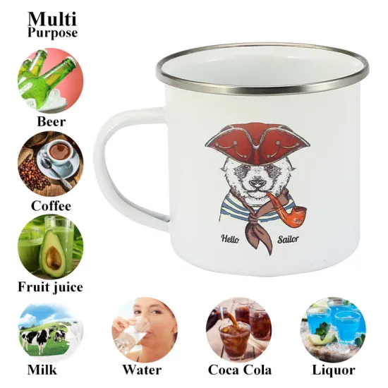 Hot Sales Wholesale DIY Mug Customized Creative Logo Enamel Metal Camper Mug for Sublimation