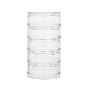 5 Layer Cylinder Stackable Bead Storage Box Organizer Box with Screw Lid for Make Up Jewelry