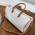 White Synthetic Leather Overnight Duffel Bag