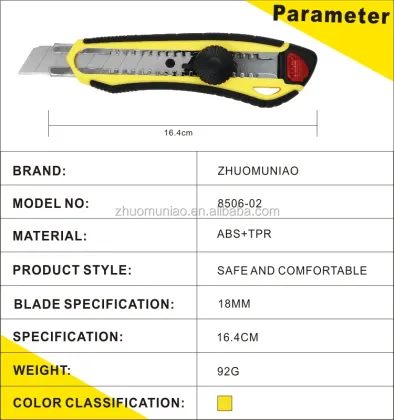 18MM Utility Knife Snap Off Blades Safety Multi Knife Art Knife Outdoor Tools