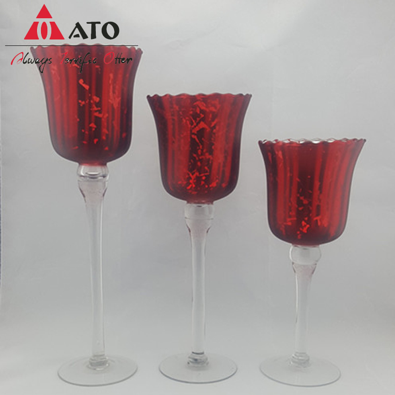 ATO Mordern ornaments electroplating Red glass candle holder