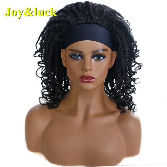 Wholesale Wigs Black Natural  Head Band Short Curly Dreadlocks Braided Headband Wigs for Black Women or Men Synthetic Hair Wigs