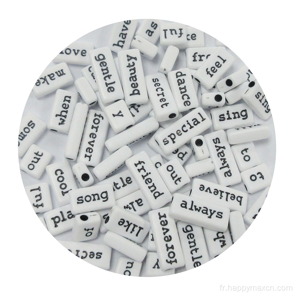 Black and White Assortid Large Word Alphabet Perles