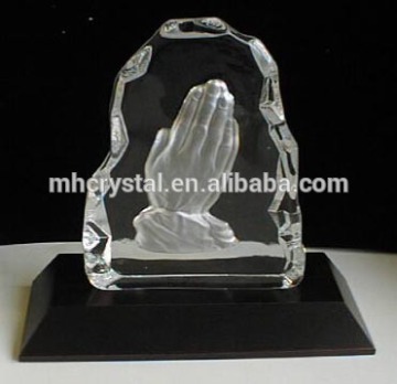 Laser engraved crystal iceberg crystal iceberg with head inside MH-10085