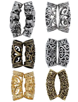 African Hair Ring Dread beads braided braids cuff beads alloy hollow hair beads Gold Silver