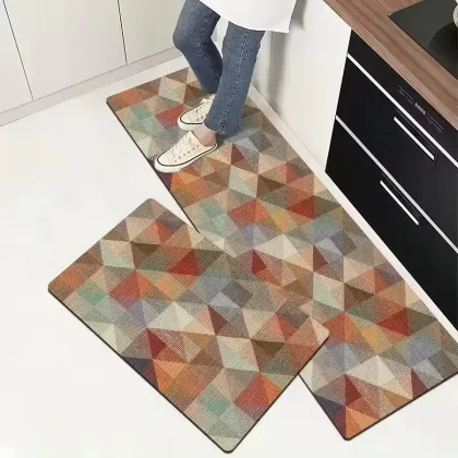 Washable 2 Piece Kitchen Rug and Mat Set - Non-Slip Kitchen Floor Mats