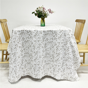 Wholesale Elegant White Velvet Floral Printed Rectangular Christmas Tablecloth - 140X180