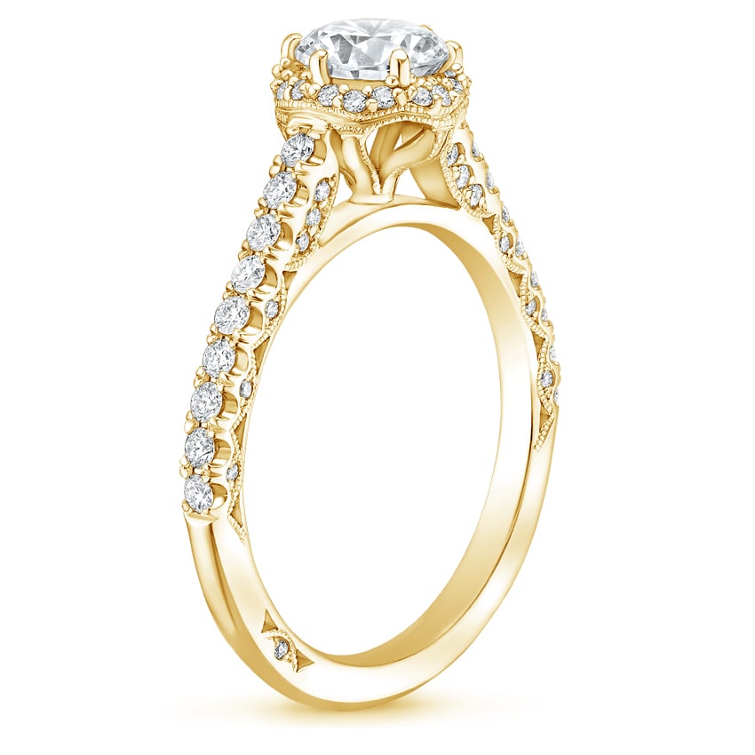 18K Yellow Gold Oval Cut Lab Grown Diamond Halo Engagement Ring Top View