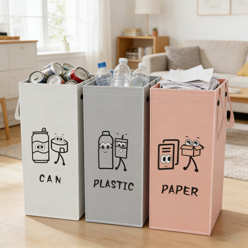 Reusable Fabric Waste Bin Bag – Eco-Friendly Collapsible Laundry & Trash Sorter for Kitchen, Bathroom & Office – Washable
