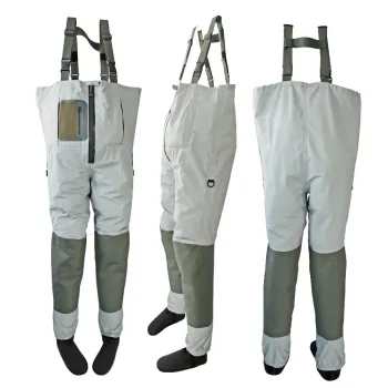 Unisex Breathable Fly Fishing Chest Waders with Split Pockets and Stockingfoot