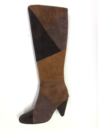 Ladies Round Toe  Kitten Heel Knee-High Boot