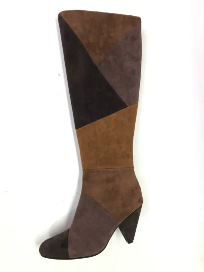 Ladies Round Toe  Kitten Heel Knee-High Boot