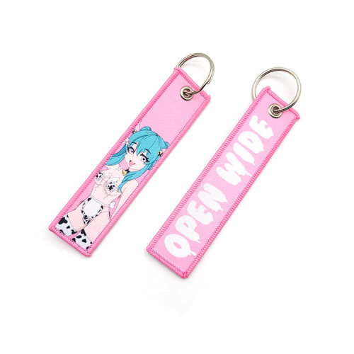 Heat Transfer Printing Fabric Custom Anime Pink Keychains