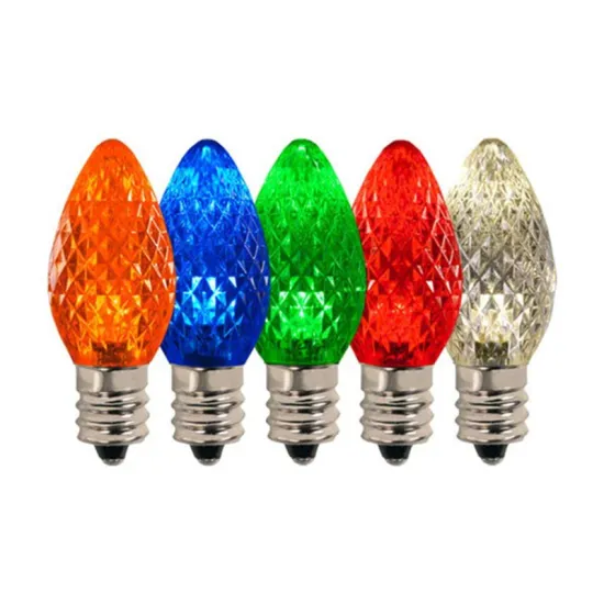 Commercial Grade 120V C7 E12 Base LED Strawberry Faceted Christmas Decorative Bulbs, 0.5W