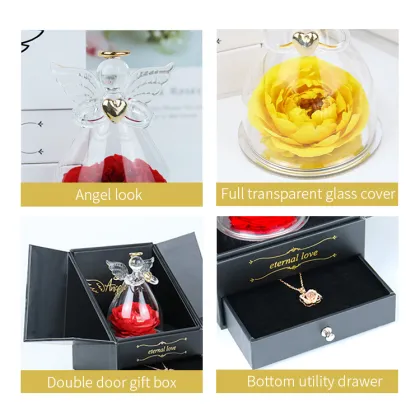 Wholesale Valentine's Day Gift: Real Red Square Austin Preserved Roses with Jewelry Box