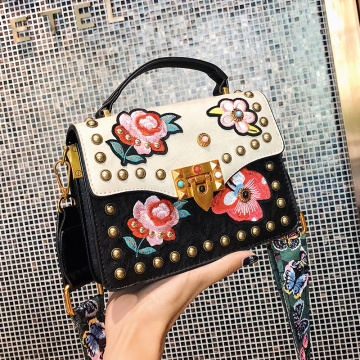 PU Leather Bag Embroidery Patch Girls Handbag