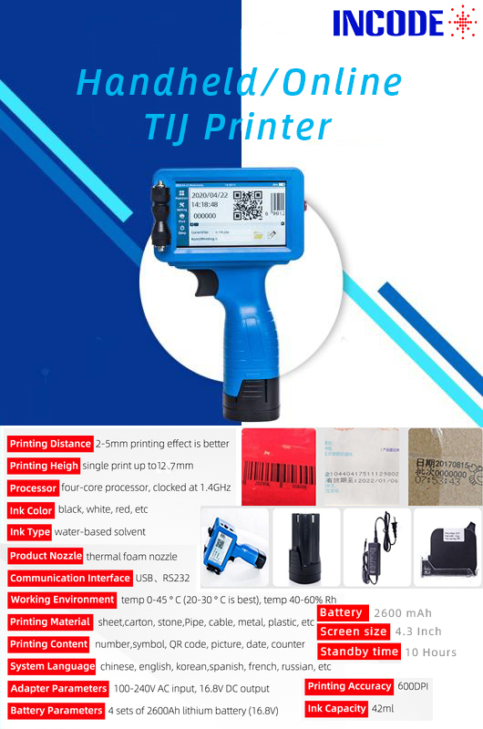 INCODE thermische inkjet handheld TIJ-printer