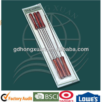 wooden handle distorted texture bbq skewer BBQ-YW206A