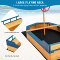 Pirate Boat Wood Sandbox Outdoor Playset for Backyard