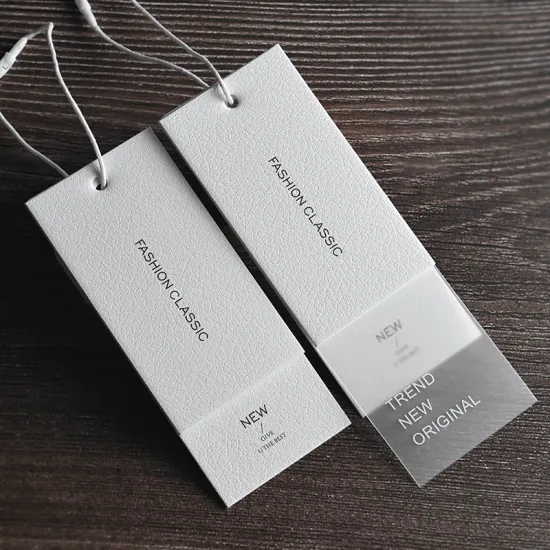 Luxury White Special Paper And Transparent Paper Clothing Hangtags Design Custom Swing Tags