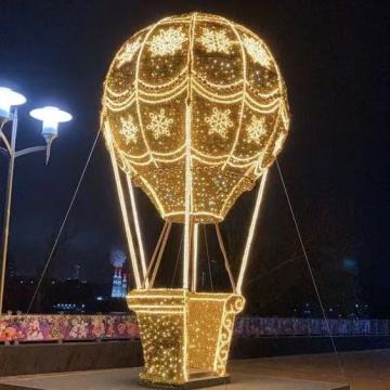LED Motif Lights, Inflatable Hot Air Balloons and Theme Park Decorations for Wedding Parties at Lucas de Navidad Shopping Mall Outdoor Theme Park