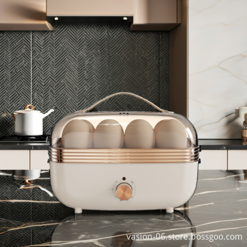 Automatic Rapid Electric Egg Boiler: Mini Household Steamer with Auto-Off Function and Plastic Housing - Egg Cooker