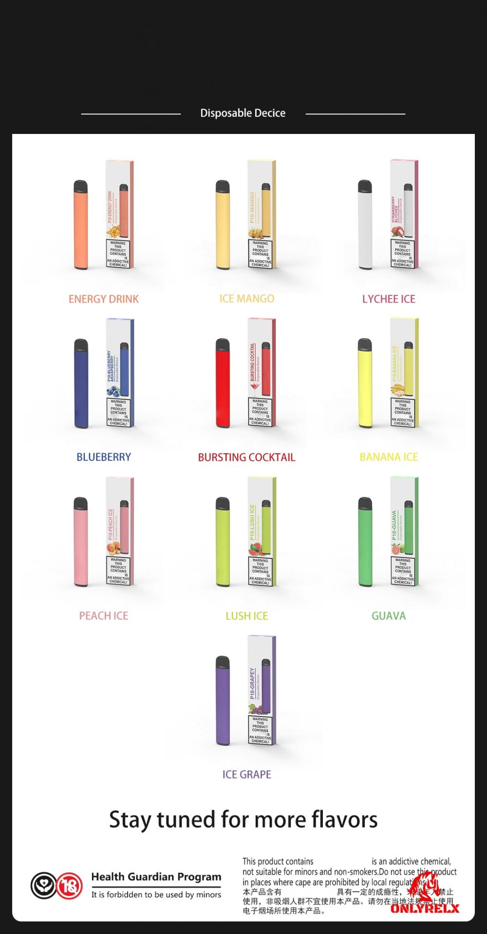 Puffes en gros 500puffs 2 ml stylo de vape pré-rempli