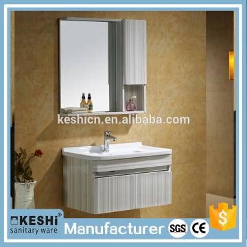 2016 KESHI Simple Design Hot Sale Bathroom Cabinet With Side Cabinet and Shining Mirror