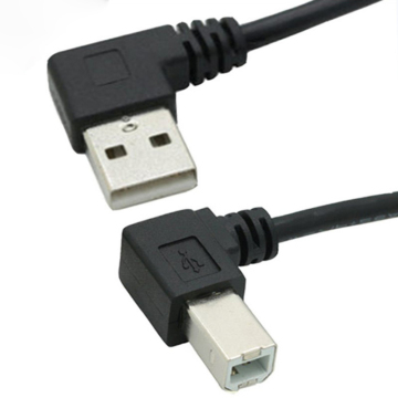 Keduanya kabel printer USB Tipe B yang miring