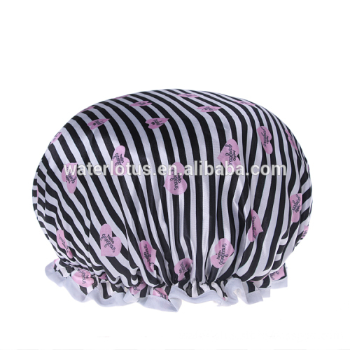 factory new style unique mouth print durable waterproof satin shower cap