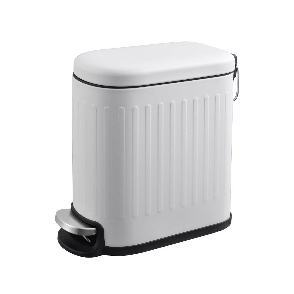 white stainless trash can