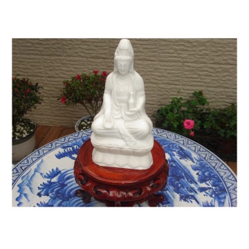 흰색 제이드 대리석 중국어 guanyin buddha 홈 장식을위한 동상