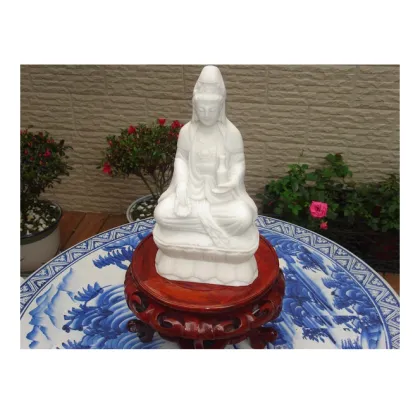 White Jade Marble Chinese Guanyin Buddha Statue for Home Decor