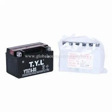 Motorcycle battery with 12V/7Ah, modeled as YTX7A-BS