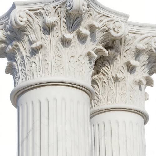 Classic White Fluted Corinthian Columns Acanthus Pillars