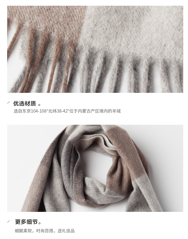 Unisex Plaids Wool Cashmere Scarf -9