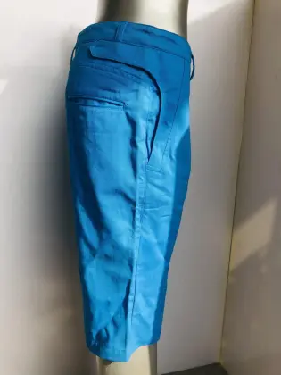 Blue Casual cotton middle pants