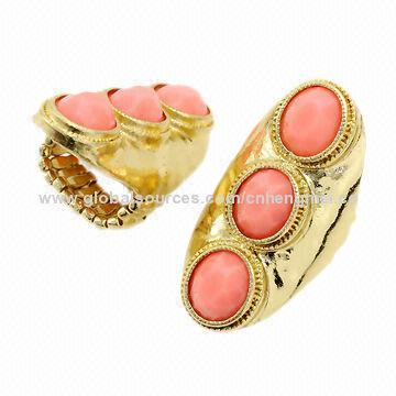 Fashionable Ring, Decorated with Resin Stones