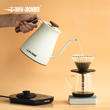 MHW-3BOMBER 800ml 1200W Stainless Steel Gooseneck Thermostatic Electric Kettle with LED Panel