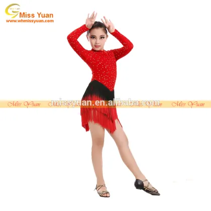 Colorful Tassel Long Sleeve Rumba/Samba Latin Dancing Dress Latin Tassel Dress