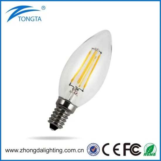 360degree led glass filamate candel bulb 4w E14 high lumn led candle bulb with CE&ROHS