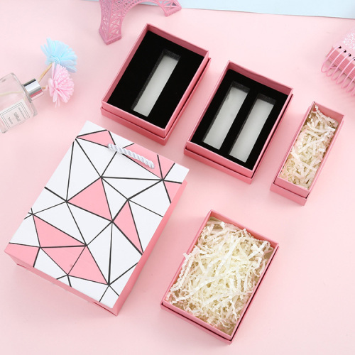 Cosméticos Set de lápiz labial Cajas de regalo de papel rosa