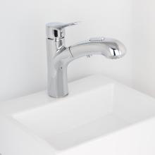 Silver Deck Mounted Single-hole Pull Out Basin Faucet