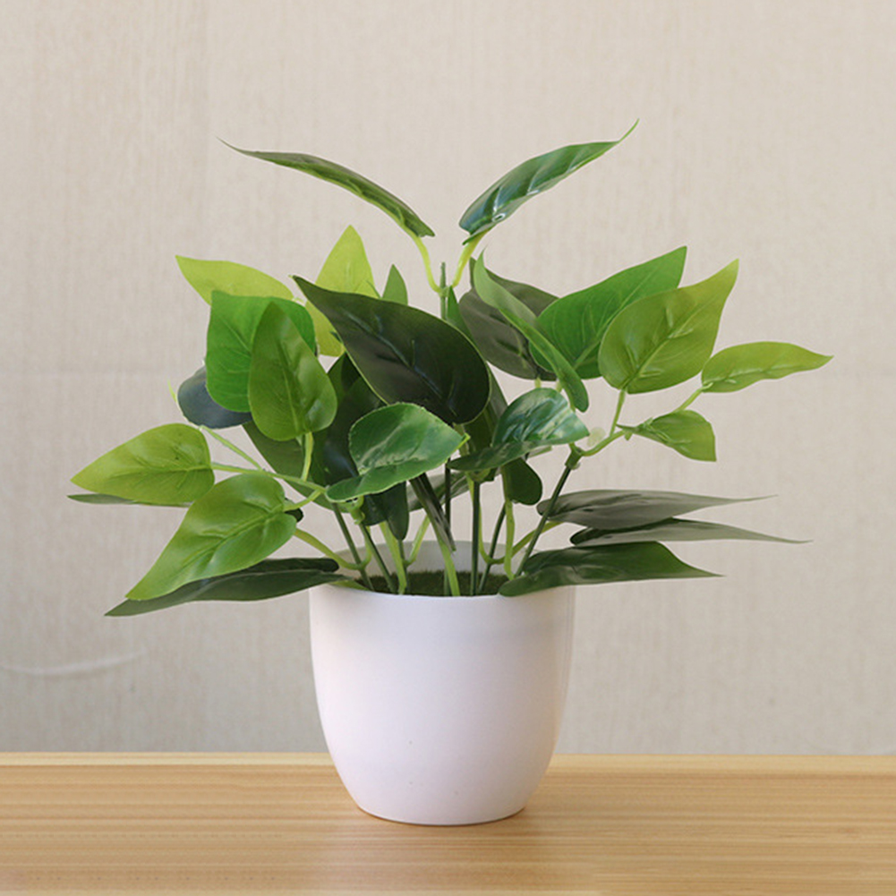 Fresh Artificial Foliage Plant Potted Bonsai Wedding Party Mall Desktop Decor With Basin