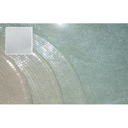 Fichas de piscina de mosaico de vidrio blanco iridiscente