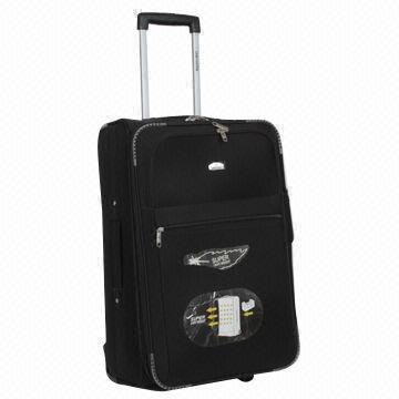 3-piece trolley set with polyester material, front with EVA, measures 20x24x28-inch
