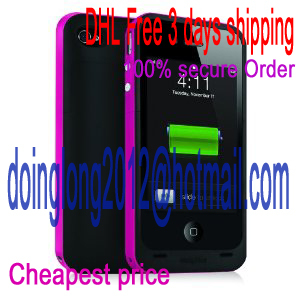 wholesale Mophie Juice Pack Plus Case and Rechargeable Battery for iPhone 4 Retail Packaging (Magenta)