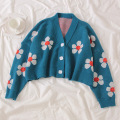 Cardigan court de la fleur de fleur pour femmes